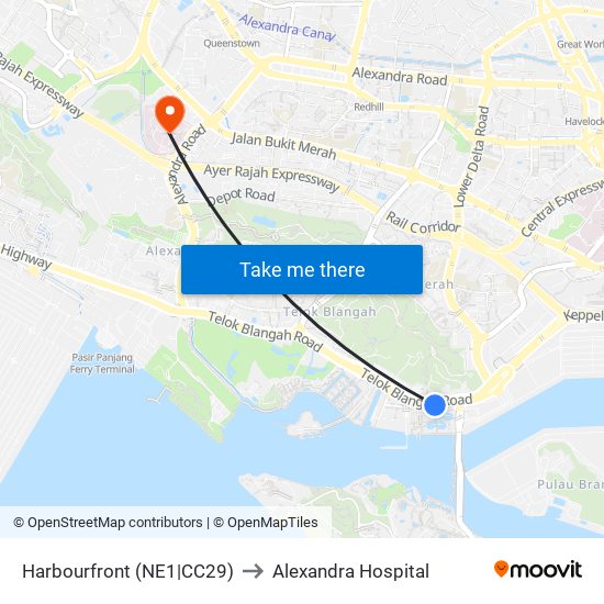 Harbourfront (NE1|CC29) to Alexandra Hospital map