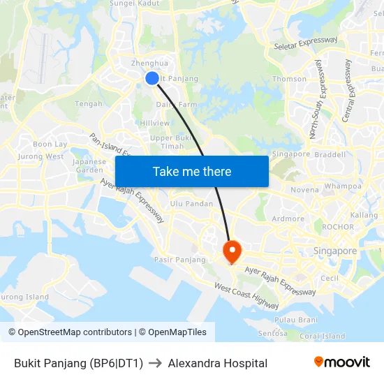 Bukit Panjang (BP6|DT1) to Alexandra Hospital map