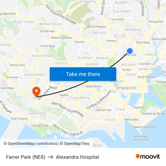 Farrer Park (NE8) to Alexandra Hospital map