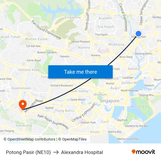 Potong Pasir (NE10) to Alexandra Hospital map