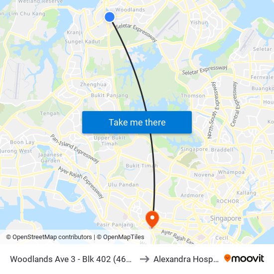 Woodlands Ave 3 - Blk 402 (46491) to Alexandra Hospital map
