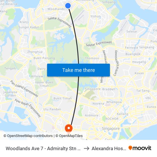 Woodlands Ave 7 - Admiralty Stn (46779) to Alexandra Hospital map