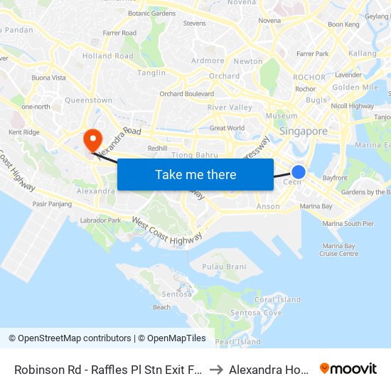 Robinson Rd - Raffles Pl Stn Exit F (03031) to Alexandra Hospital map