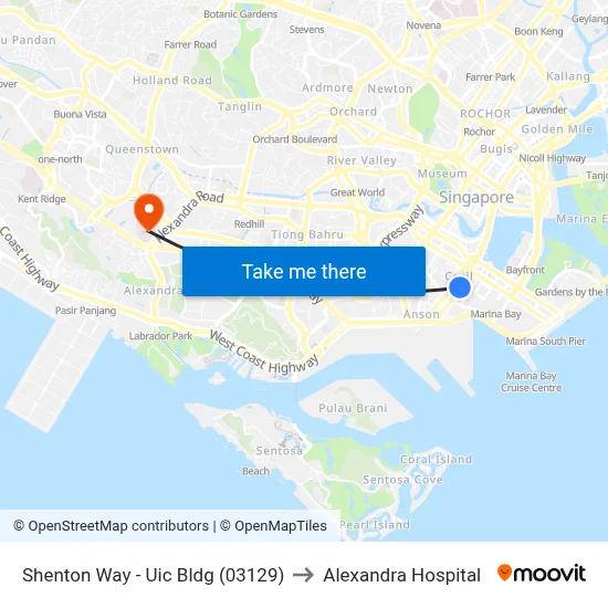 Shenton Way - Uic Bldg (03129) to Alexandra Hospital map