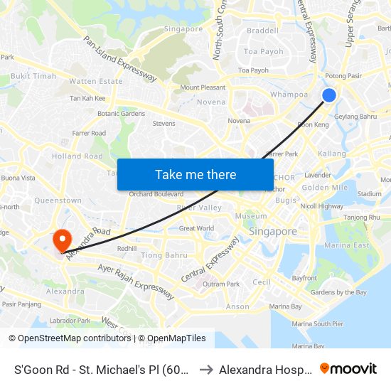 S'Goon Rd - St. Michael's Pl (60161) to Alexandra Hospital map