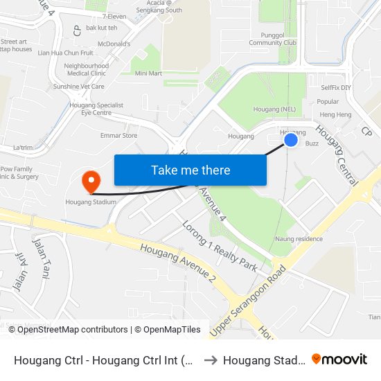 Hougang Ctrl - Hougang Ctrl Int (64009) to Hougang Stadium map