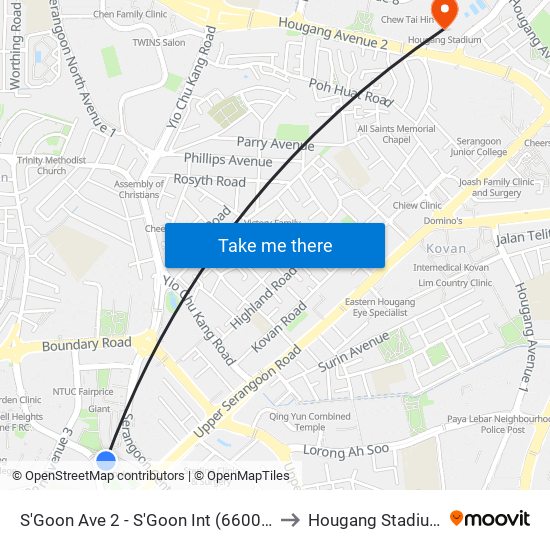 S'Goon Ave 2 - S'Goon Int (66009) to Hougang Stadium map