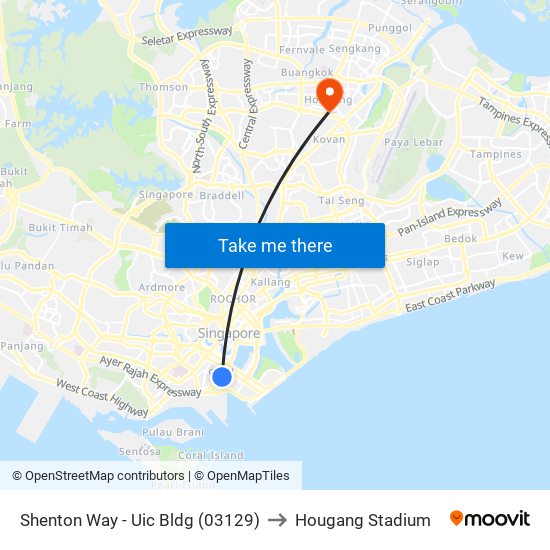 Shenton Way - Uic Bldg (03129) to Hougang Stadium map