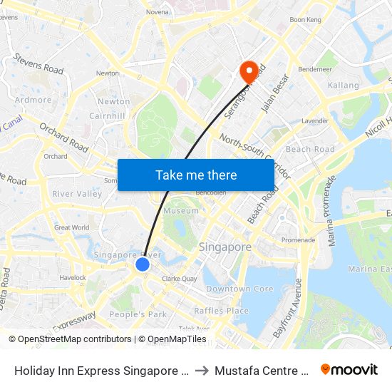 Holiday Inn Express Singapore Clarke Quay to Mustafa Centre Addition map