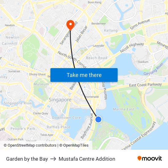 Garden by the Bay to Mustafa Centre Addition map