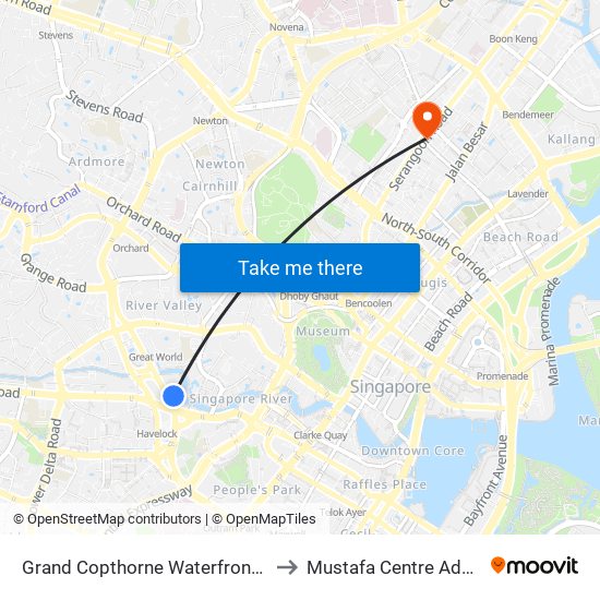 Grand Copthorne Waterfront Hotel to Mustafa Centre Addition map