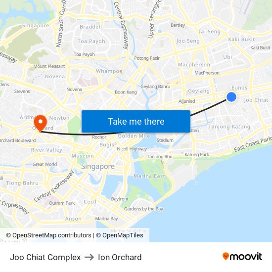 Joo Chiat Complex to Ion Orchard map