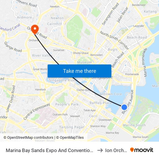 Marina Bay Sands Expo And Convention Centre to Ion Orchard map