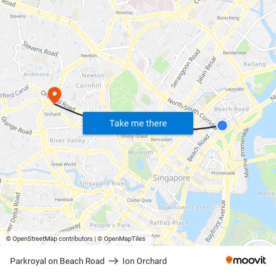 Parkroyal on Beach Road to Ion Orchard map