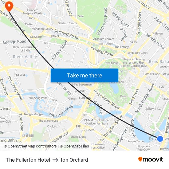 The Fullerton Hotel to Ion Orchard map