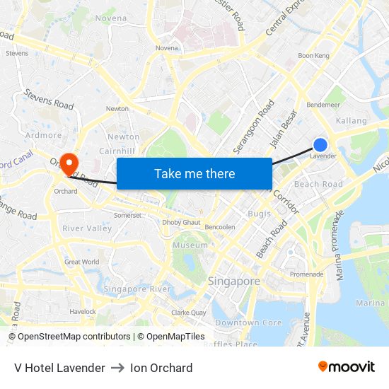 V Hotel Lavender to Ion Orchard map