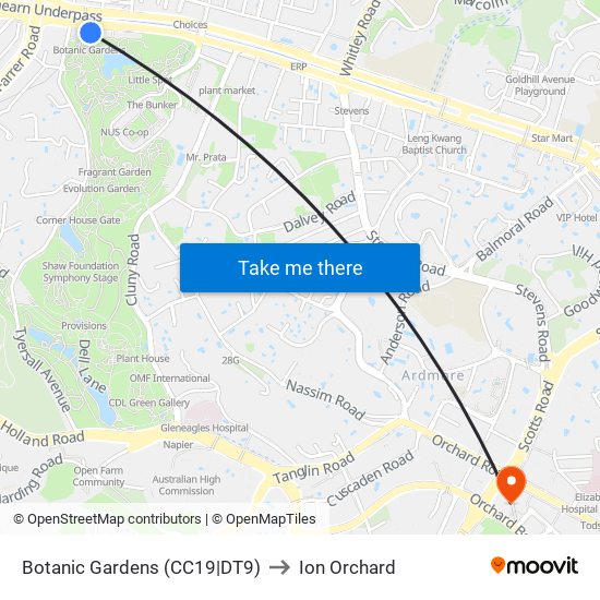 Botanic Gardens (CC19|DT9) to Ion Orchard map