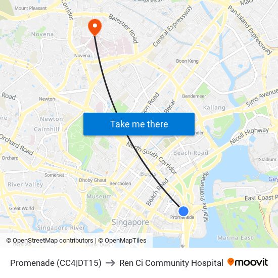 Promenade (CC4|DT15) to Ren Ci Community Hospital map