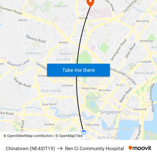 Chinatown (NE4|DT19) to Ren Ci Community Hospital map