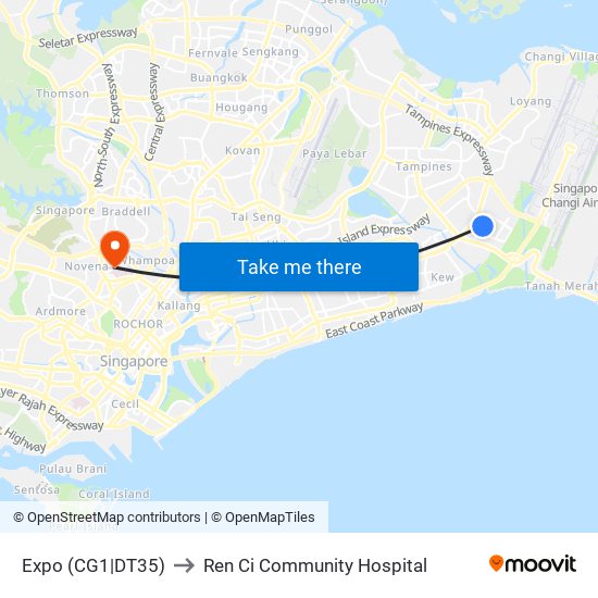 Expo (CG1|DT35) to Ren Ci Community Hospital map