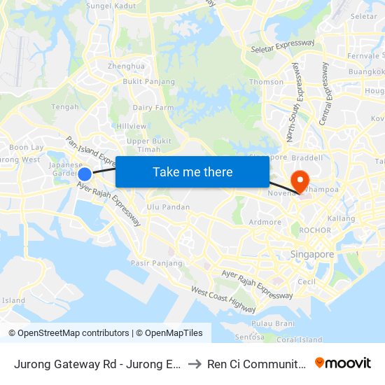 Jurong Gateway Rd - Jurong East Int (28009) to Ren Ci Community Hospital map