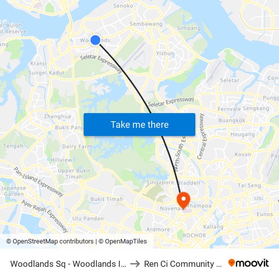 Woodlands Sq - Woodlands Int (46009) to Ren Ci Community Hospital map