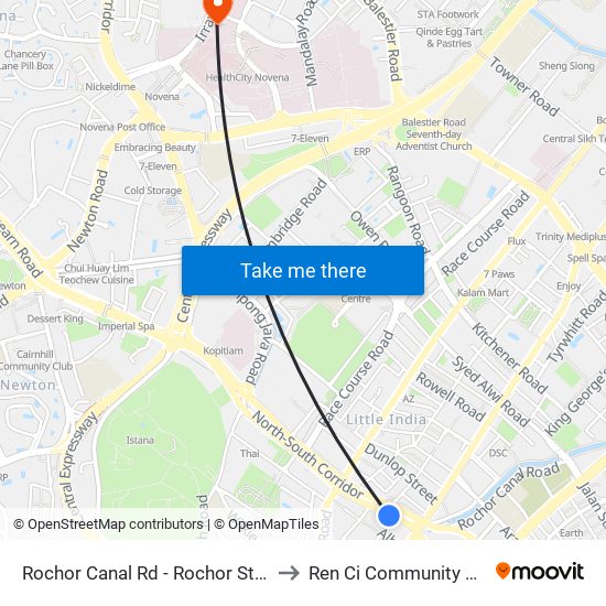 Rochor Canal Rd - Rochor Stn (07531) to Ren Ci Community Hospital map