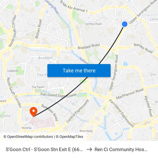 S'Goon Ctrl - S'Goon Stn Exit E (66351) to Ren Ci Community Hospital map