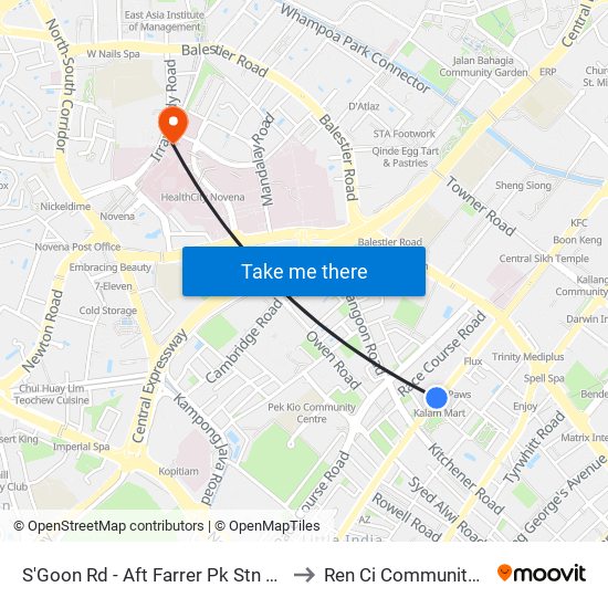 S'Goon Rd - Aft Farrer Pk Stn Exit G (07211) to Ren Ci Community Hospital map