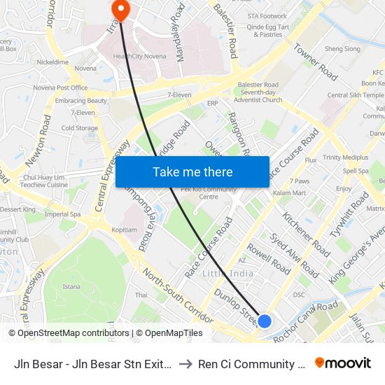 Jln Besar - Jln Besar Stn Exit A (07529) to Ren Ci Community Hospital map