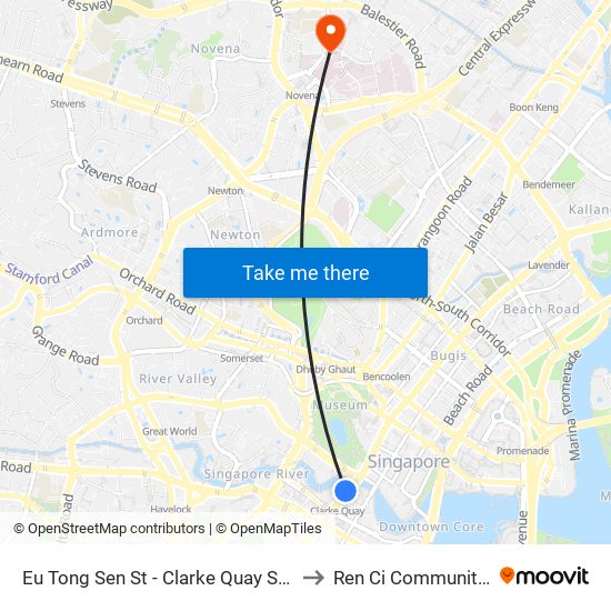 Eu Tong Sen St - Clarke Quay Stn Exit E (04222) to Ren Ci Community Hospital map