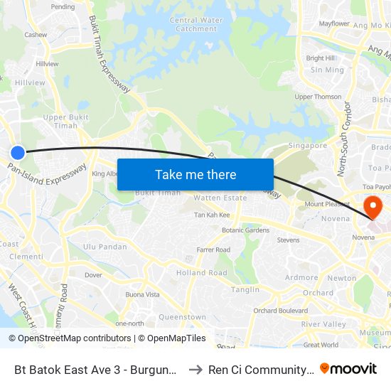 Bt Batok East Ave 3 - Burgundy Hill (42319) to Ren Ci Community Hospital map