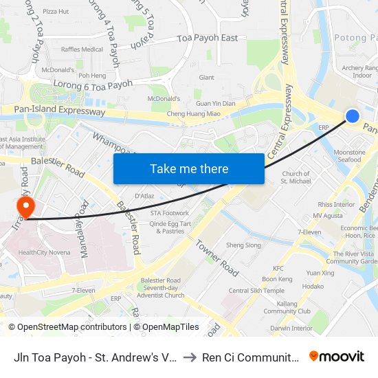 Jln Toa Payoh - St. Andrew's Village (60081) to Ren Ci Community Hospital map