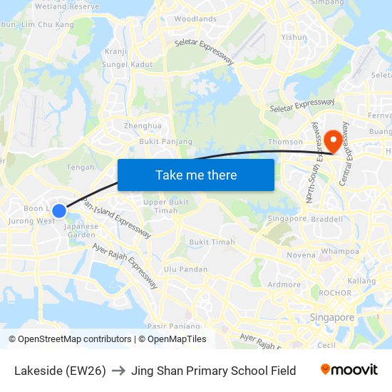 Lakeside (EW26) to Jing Shan Primary School Field map