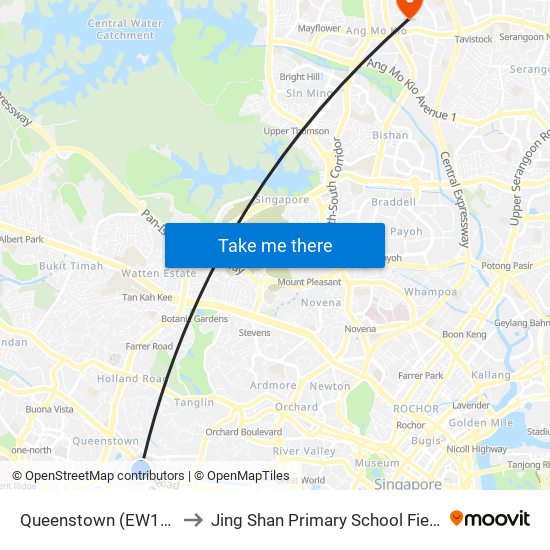 Queenstown (EW19) to Jing Shan Primary School Field map