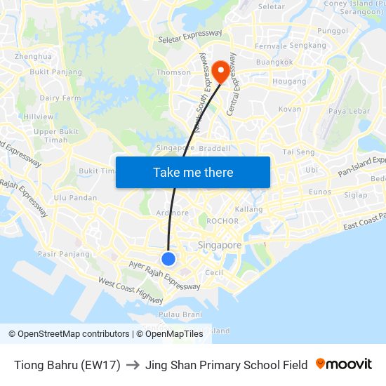 Tiong Bahru (EW17) to Jing Shan Primary School Field map