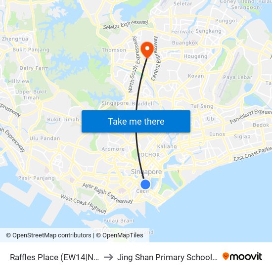 Raffles Place (EW14|NS26) to Jing Shan Primary School Field map