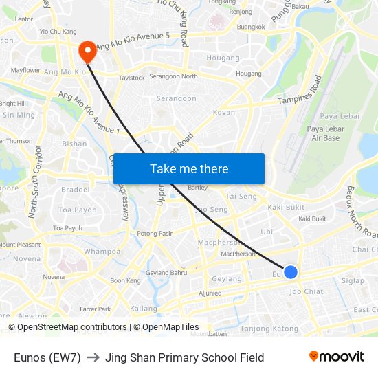 Eunos (EW7) to Jing Shan Primary School Field map