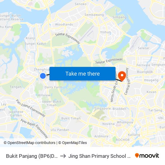 Bukit Panjang (BP6|DT1) to Jing Shan Primary School Field map