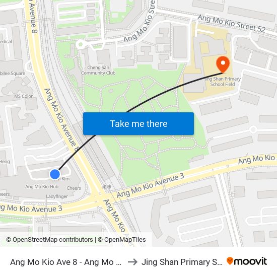 Ang Mo Kio Ave 8 - Ang Mo Kio Int (54009) to Jing Shan Primary School Field map