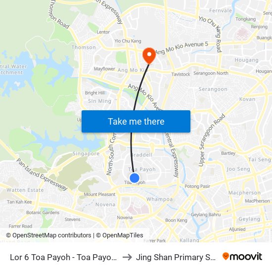 Lor 6 Toa Payoh - Toa Payoh Int (52009) to Jing Shan Primary School Field map