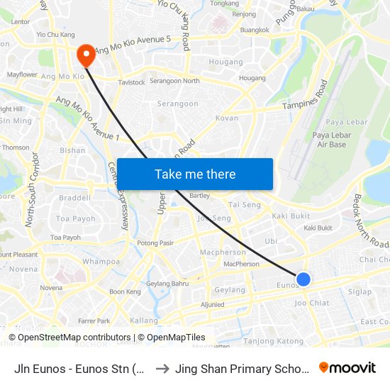 Jln Eunos - Eunos Stn (83101) to Jing Shan Primary School Field map