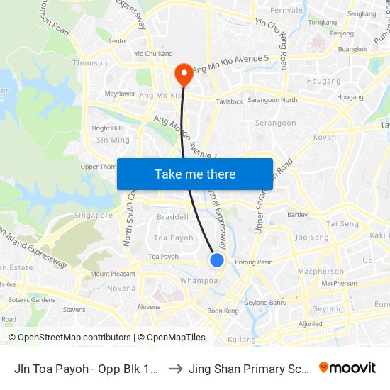 Jln Toa Payoh - Opp Blk 195 (52089) to Jing Shan Primary School Field map