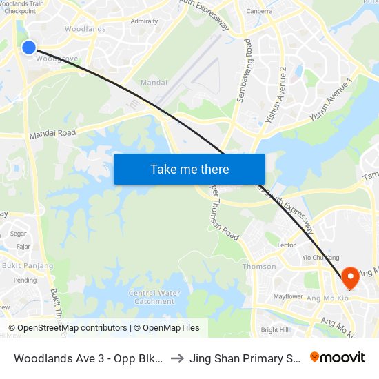 Woodlands Ave 3 - Opp Blk 402 (46499) to Jing Shan Primary School Field map