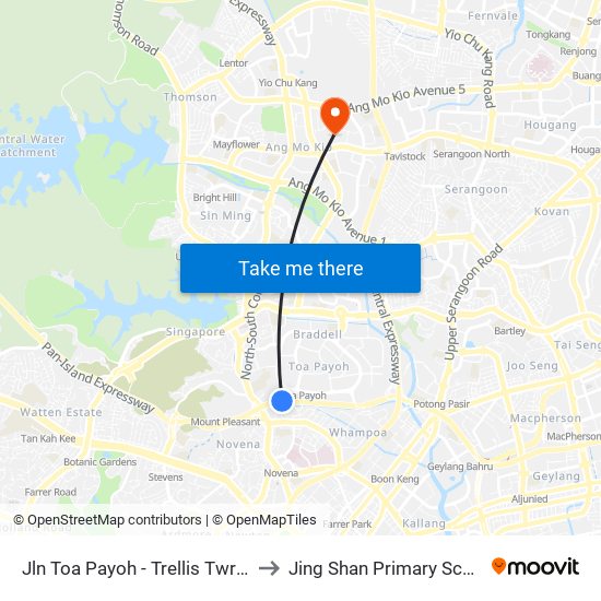 Jln Toa Payoh - Trellis Twrs (52071) to Jing Shan Primary School Field map
