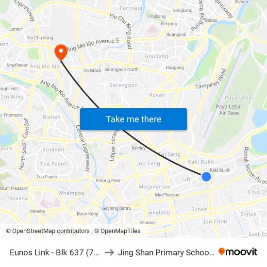 Eunos Link - Blk 637 (71091) to Jing Shan Primary School Field map