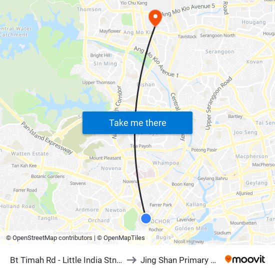 Bt Timah Rd - Little India Stn Exit A (40011) to Jing Shan Primary School Field map