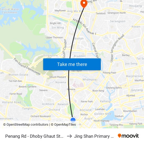 Penang Rd - Dhoby Ghaut Stn Exit B (08031) to Jing Shan Primary School Field map