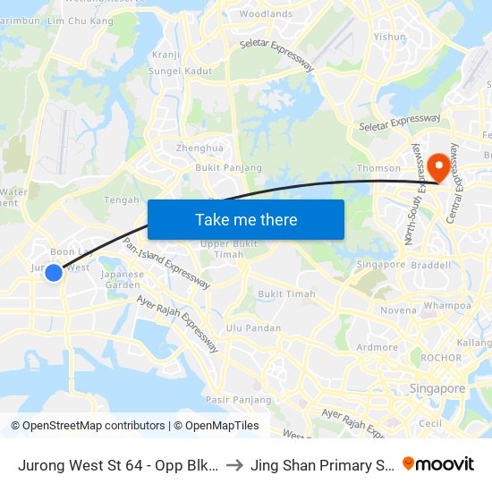Jurong West St 64 - Opp Blk 662c (22499) to Jing Shan Primary School Field map
