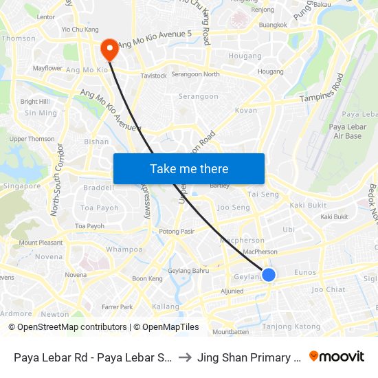 Paya Lebar Rd - Paya Lebar Stn Exit B (81111) to Jing Shan Primary School Field map